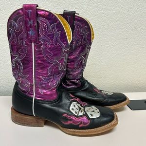 Tin Haul Hot Dice Cowboy Boots - Square Toe, Leather (For Women) Size 8 1/2